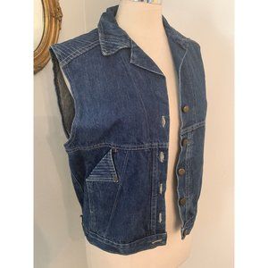 Vintage CHIC Denim Vest Medium Women Blue Cotton Jean USA Hipster 90s Y2K M